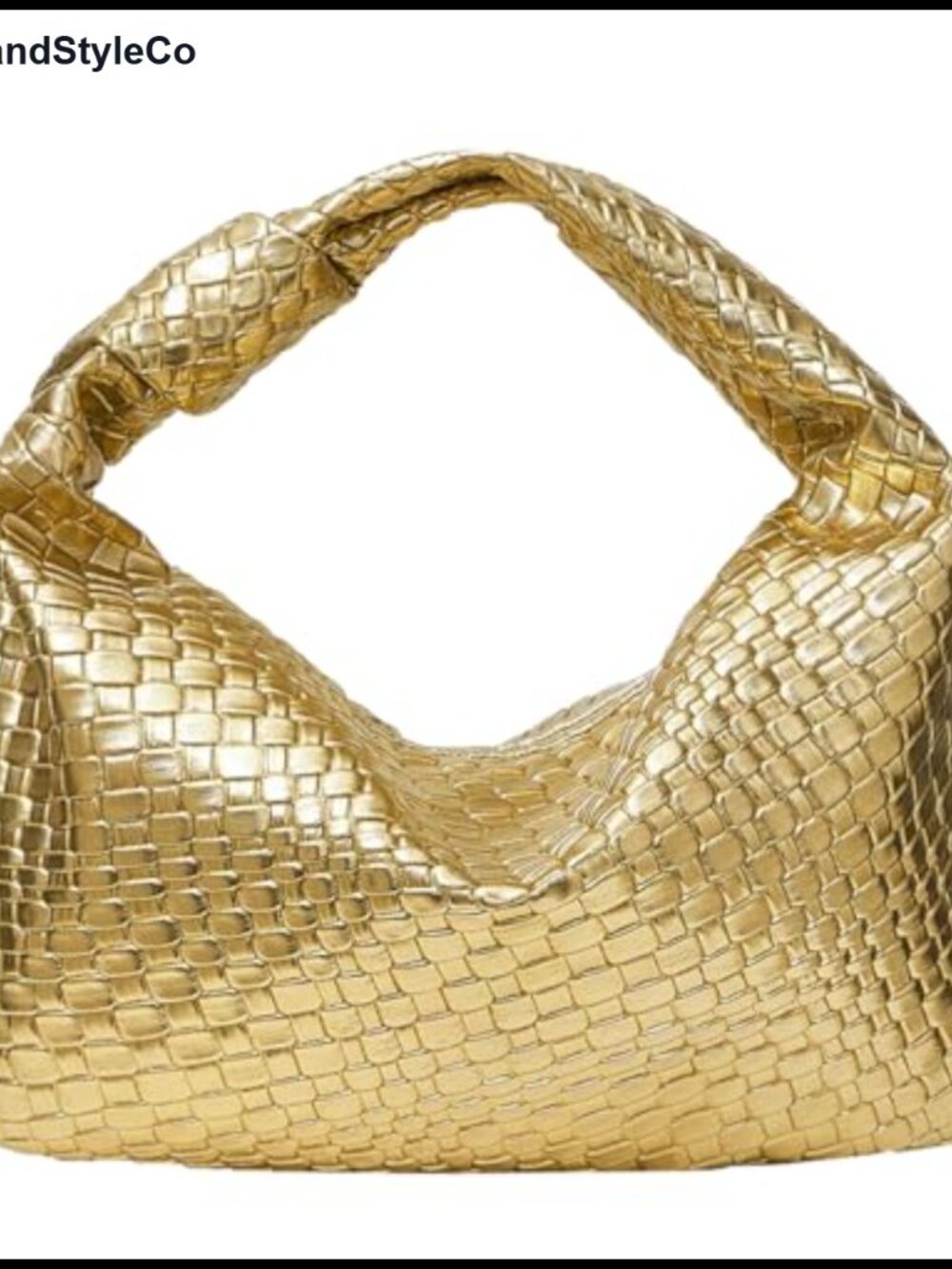 Faux Leather Woven Hobo Bag Knot Strap Ruched Clutch Purse